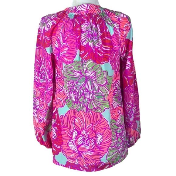 Lilly Pulitzer Elsa Worth It Silk Pink Floral Top Size 📦 - Picture 4 of 11
